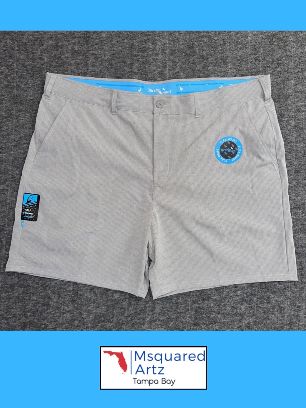 Birdie Bound Golf Shorts Gray Flex Waist Performance Stretch Men Size 42